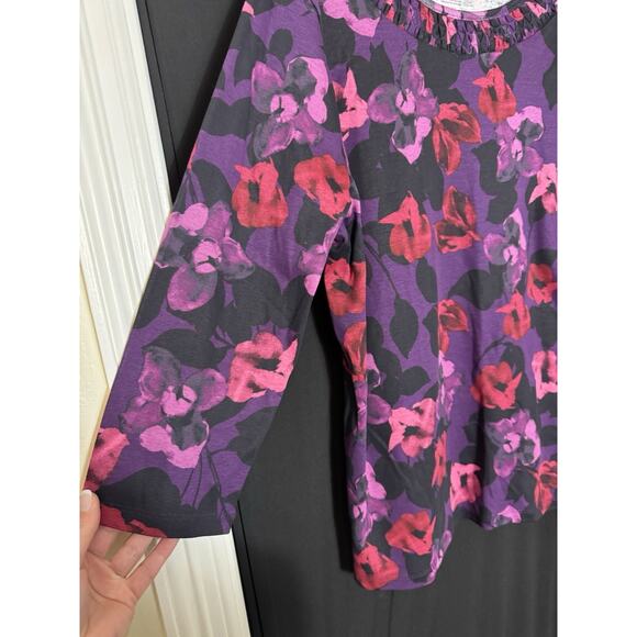 Croft & Barrow T Shirt Womens XL Bright contrasting florals whimsigoth fairy - Picture 2 of 6